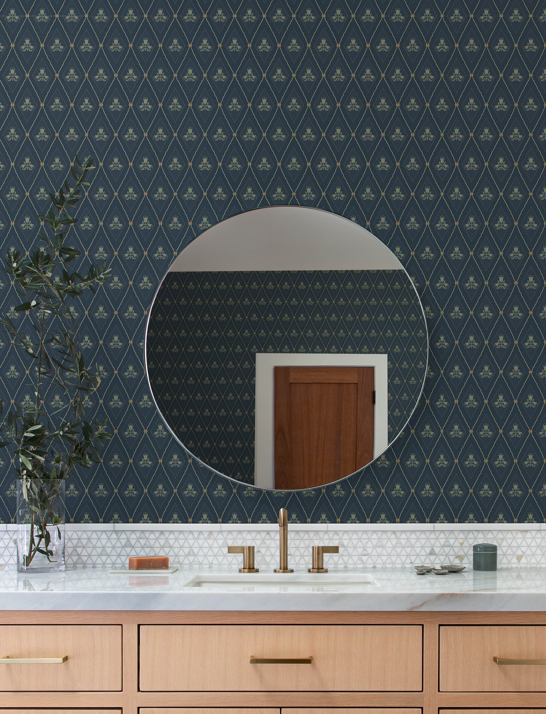 Alma wallpaper in navy color - pattern number 4201-48033 - by A Street Prints in the Savanna collection