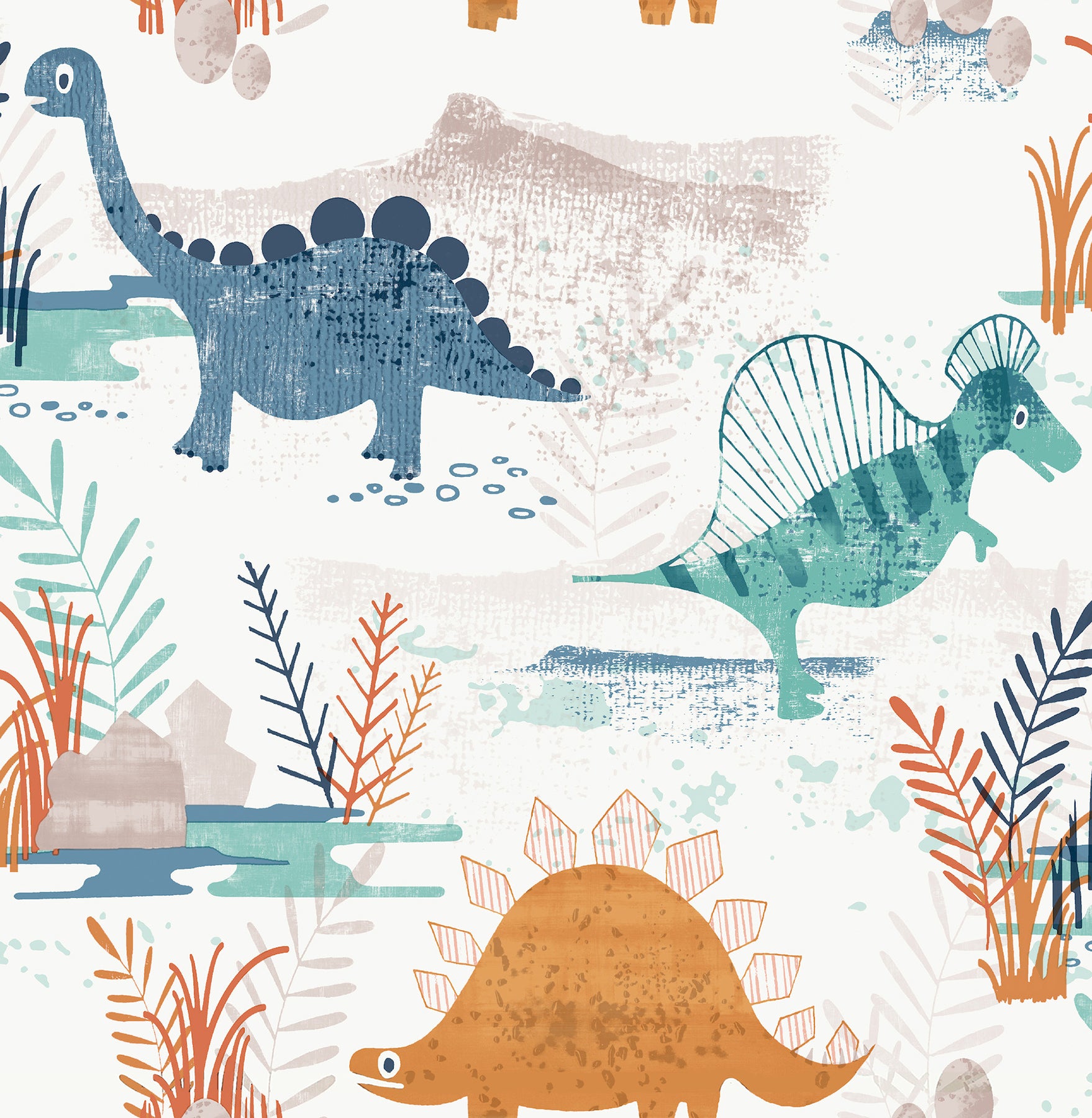 Prehistoric Dino wallpaper in orange color - pattern number 4203-27545 - by Advantage in the A World of Imagination collection
