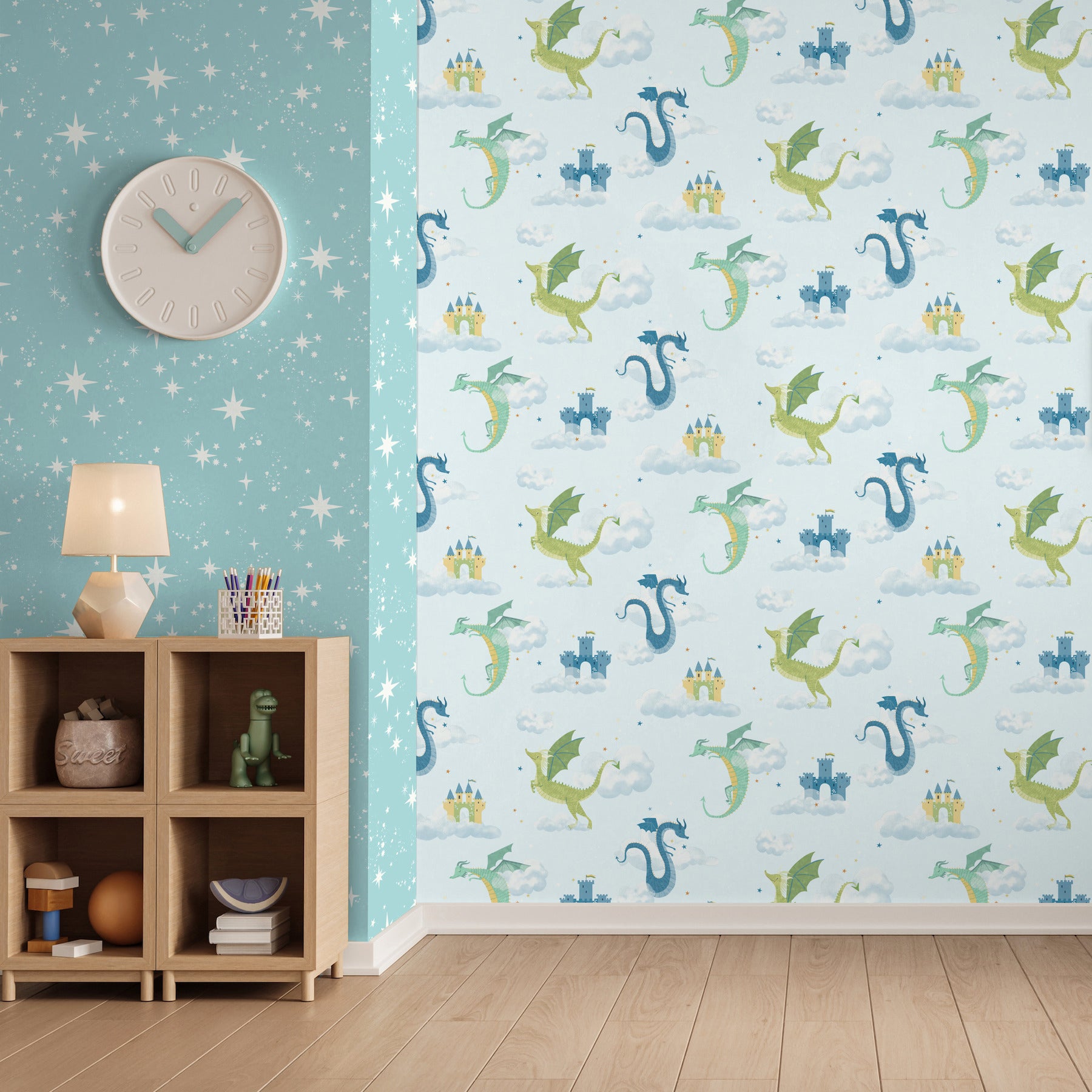 Magical Dragons wallpaper in blue color - pattern number 4203-27550 - by Advantage in the A World of Imagination collection