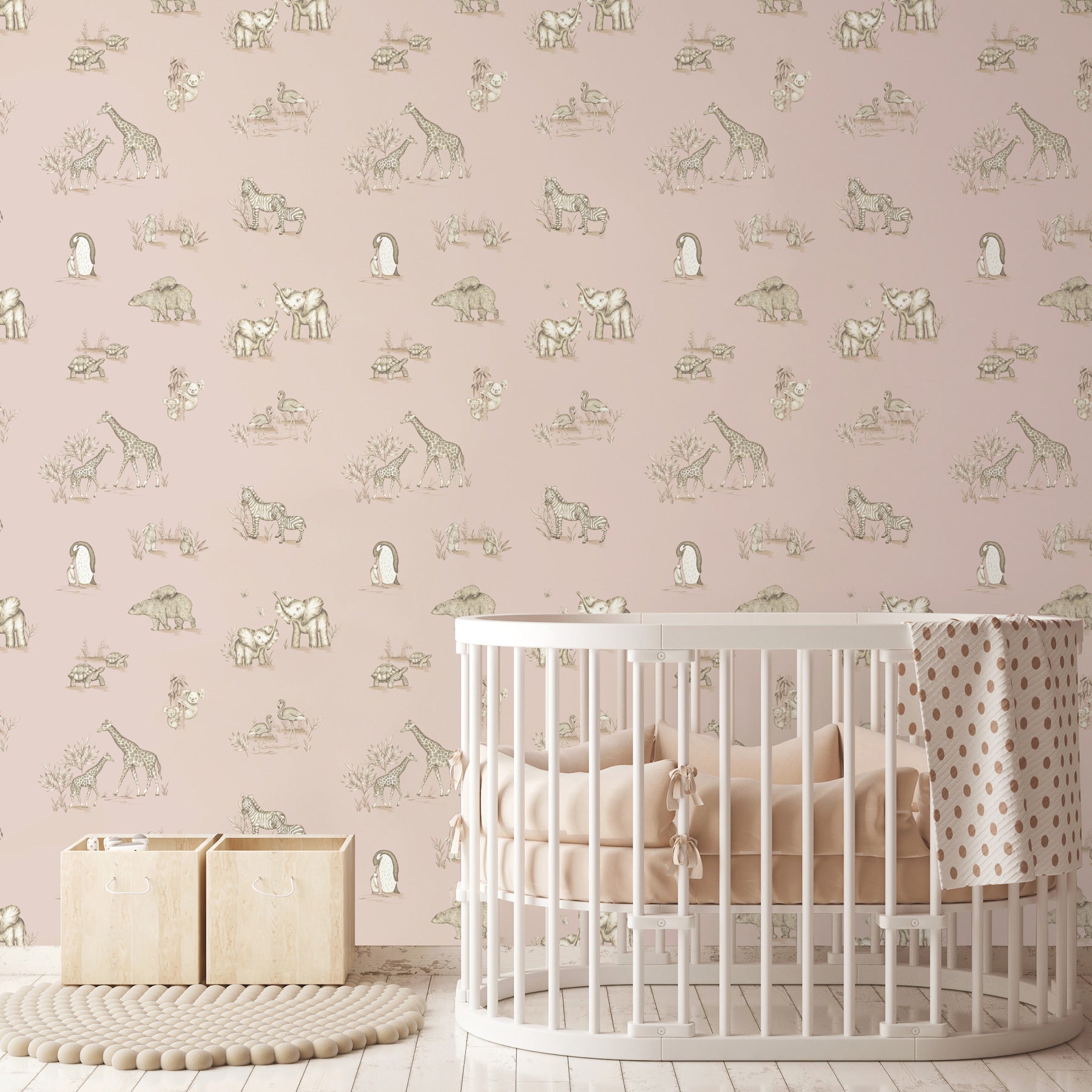Safari Babies wallpaper in pink color - pattern number 4203-27552 - by Advantage in the A World of Imagination collection