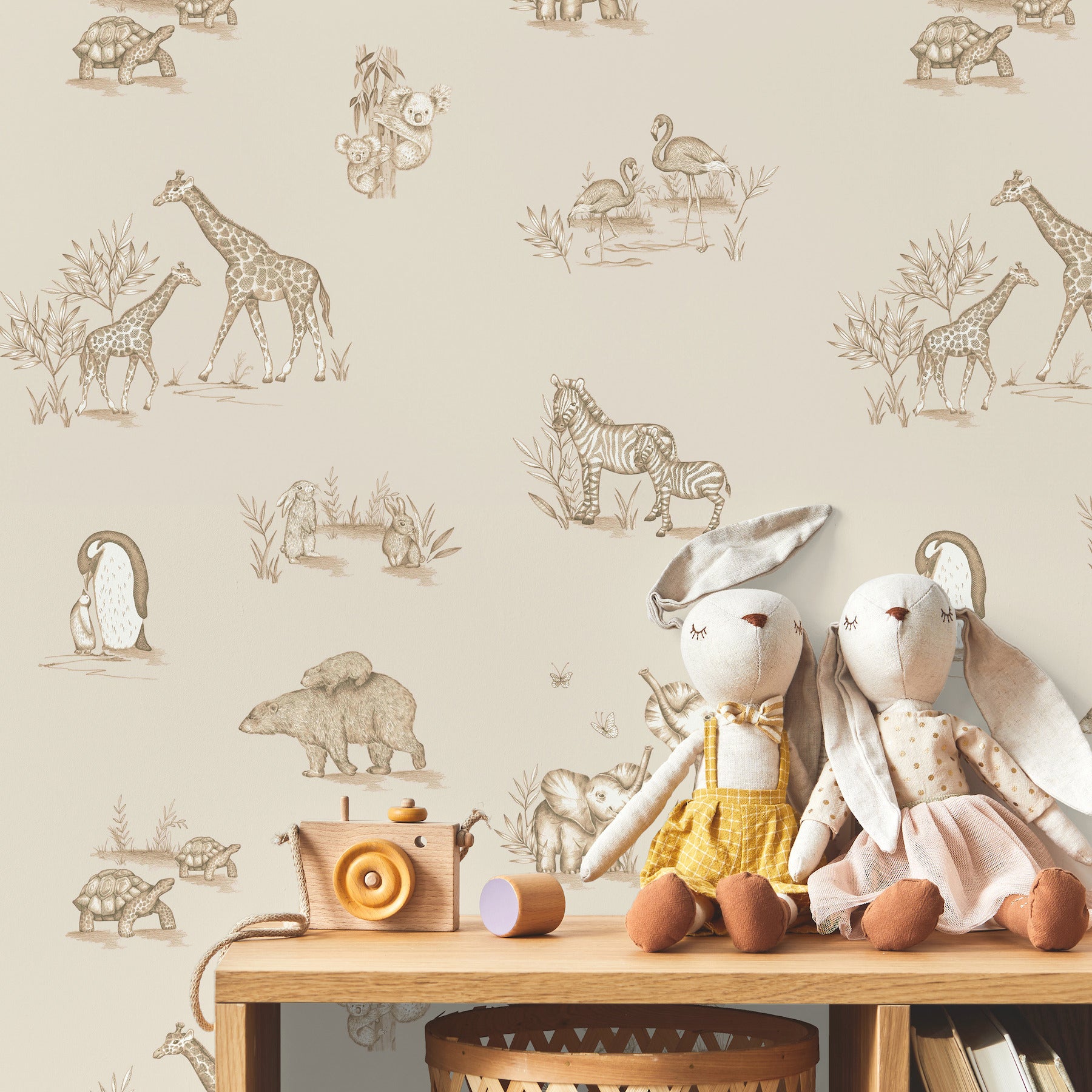 Safari Babies wallpaper in beige color - pattern number 4203-27553 - by Advantage in the A World of Imagination collection