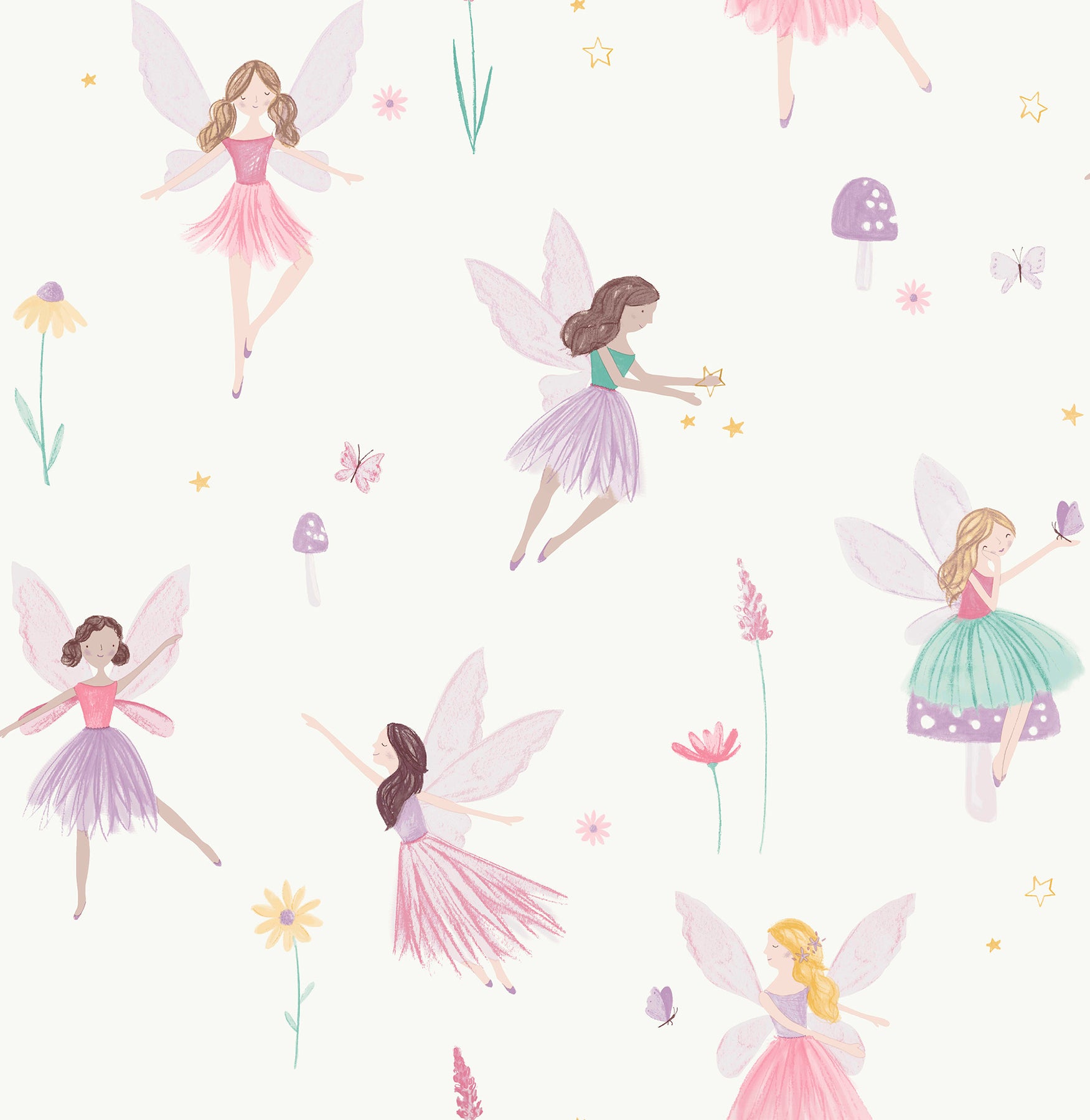 Fairy Friends wallpaper in pink color - pattern number 4203-27563 - by Advantage in the A World of Imagination collection