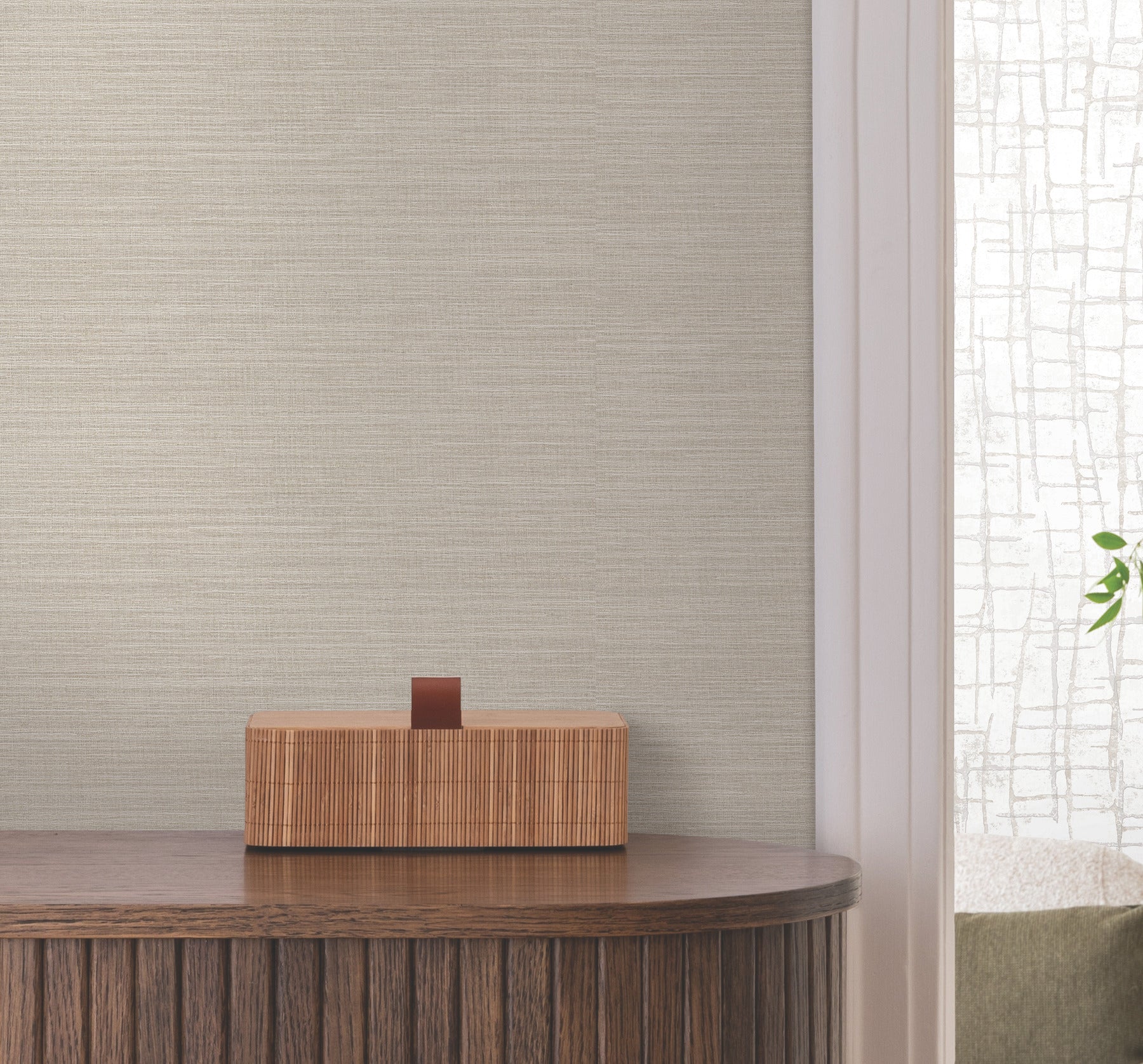 Rhett wallpaper in beige color - pattern number 4207-5427 - by Warner in the Textures and Wovens Resource collection