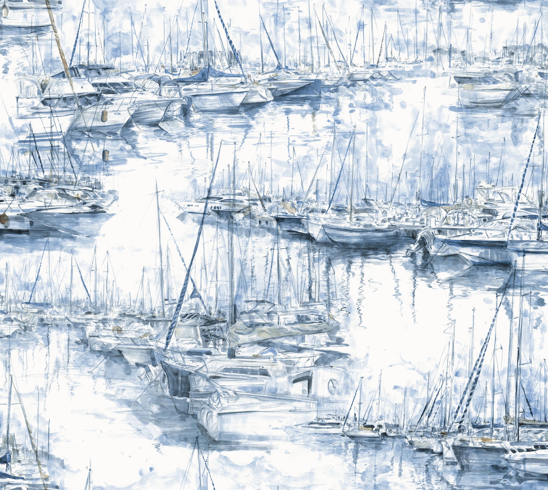 Yacht Club Wallpaper in blue color - pattern number 4211-83511 - by Ronald Redding in the Private Reserve collection