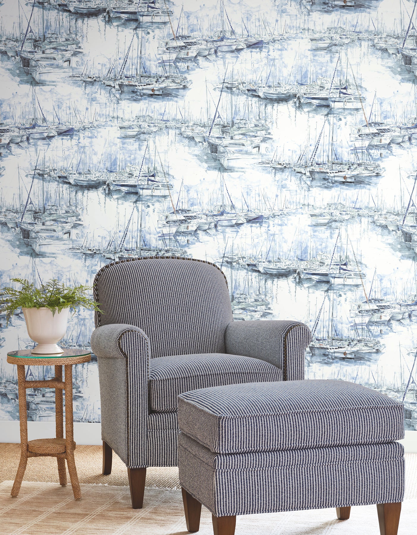 Yacht Club Wallpaper in blue color - pattern number 4211-83511 - by Ronald Redding in the Private Reserve collection