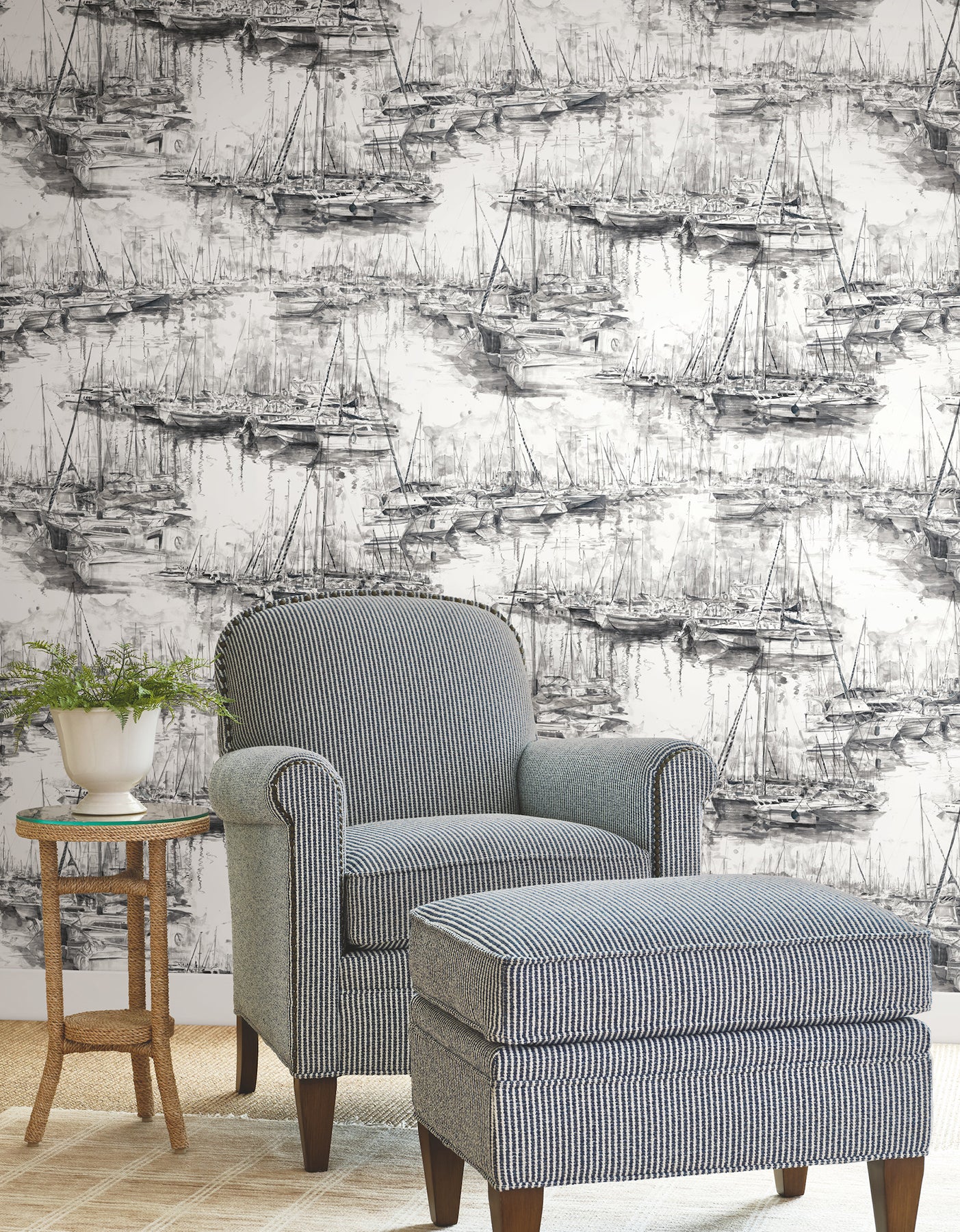 Yacht Club Wallpaper in charcoal color - pattern number 4211-83513 - by Ronald Redding in the Private Reserve collection