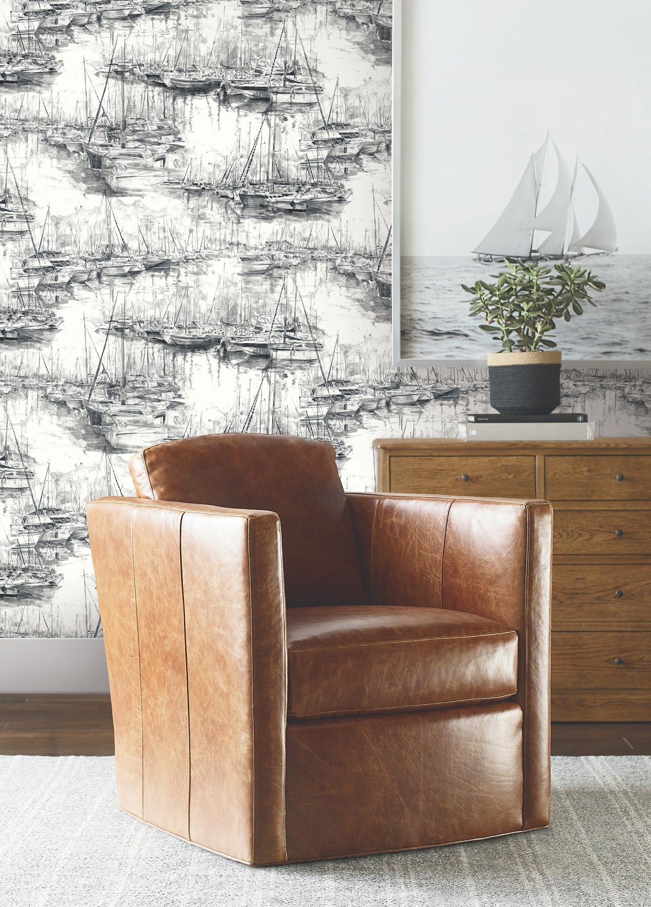 Yacht Club Wallpaper in charcoal color - pattern number 4211-83513 - by Ronald Redding in the Private Reserve collection