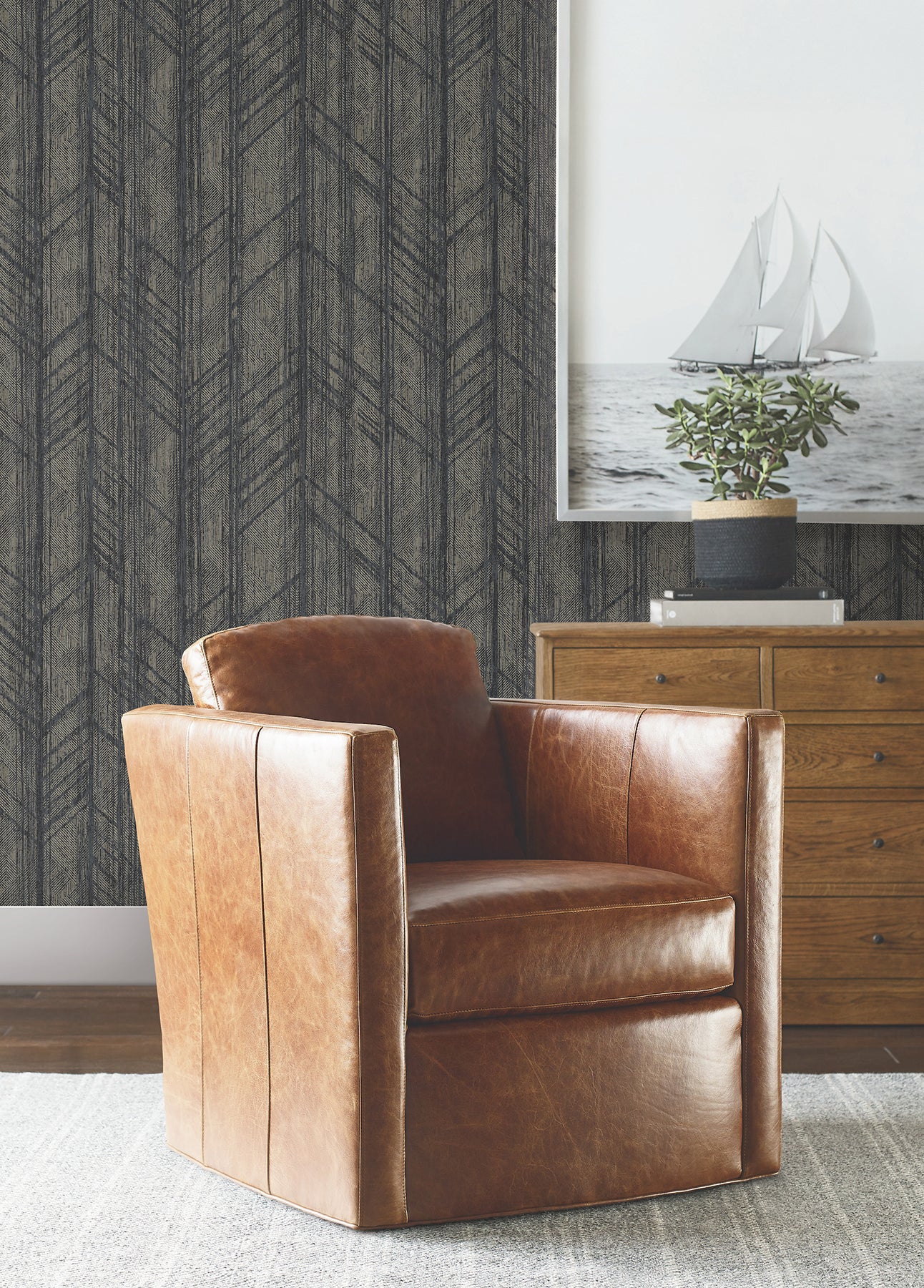 Winthrop Wallpaper in slate color - pattern number 4211-83520 - by Ronald Redding in the Private Reserve collection