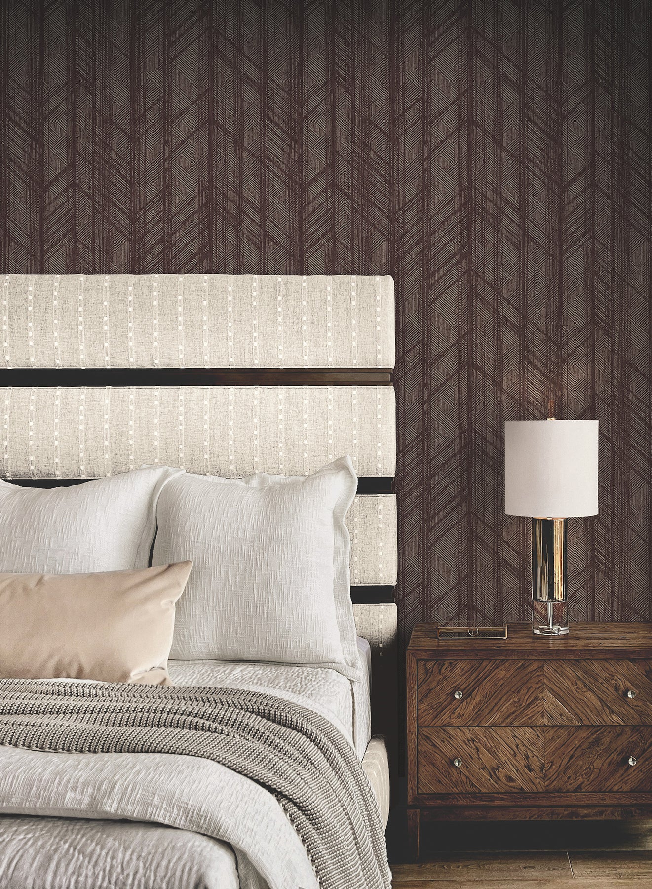 Winthrop Wallpaper in merlot color - pattern number 4211-83524 - by Ronald Redding in the Private Reserve collection