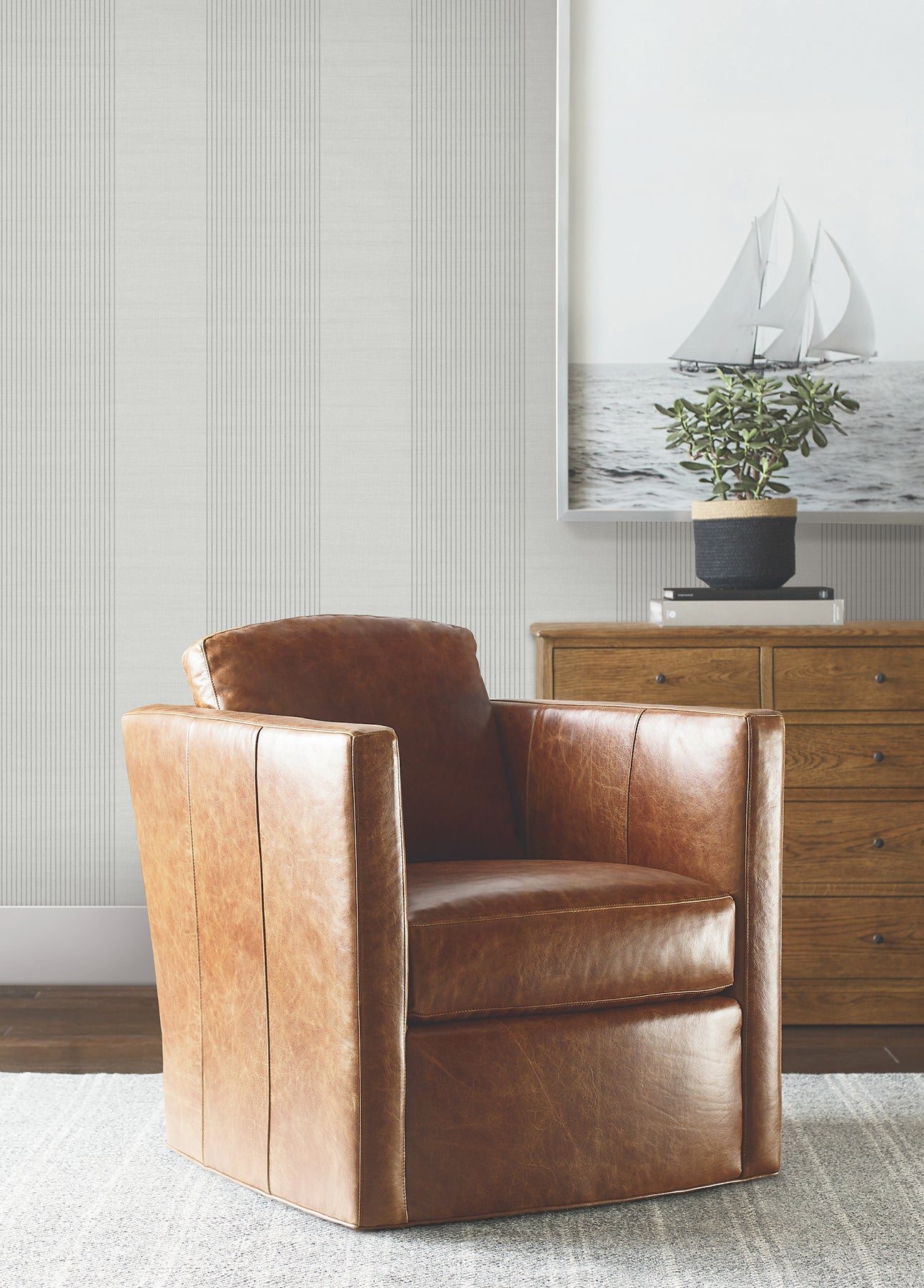 Archer Stripe Wallpaper in grey color - pattern number 4211-83527 - by Ronald Redding in the Private Reserve collection
