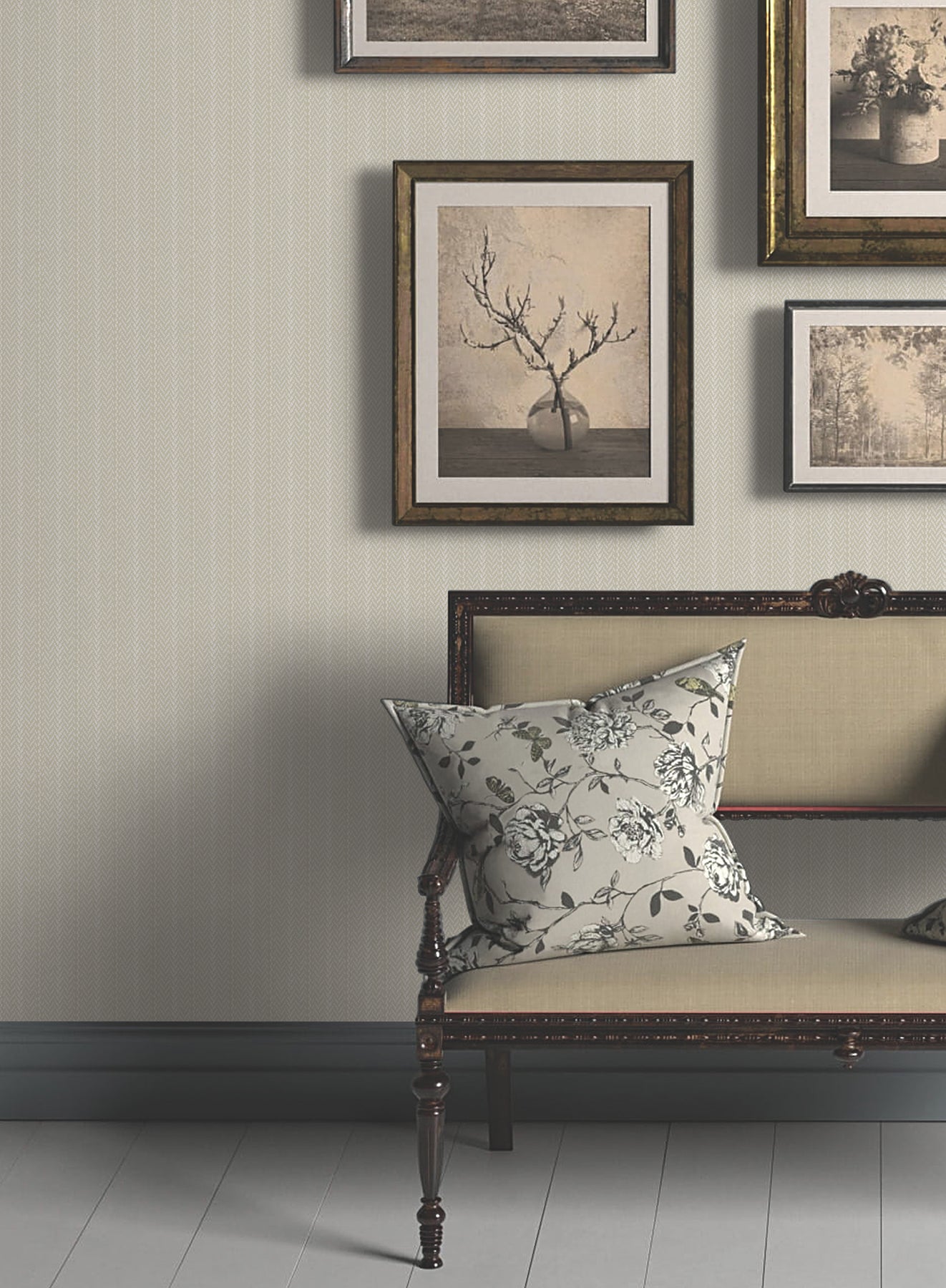 Elkan Stripe Wallpaper in beige color - pattern number 4211-83535 - by Ronald Redding in the Private Reserve collection