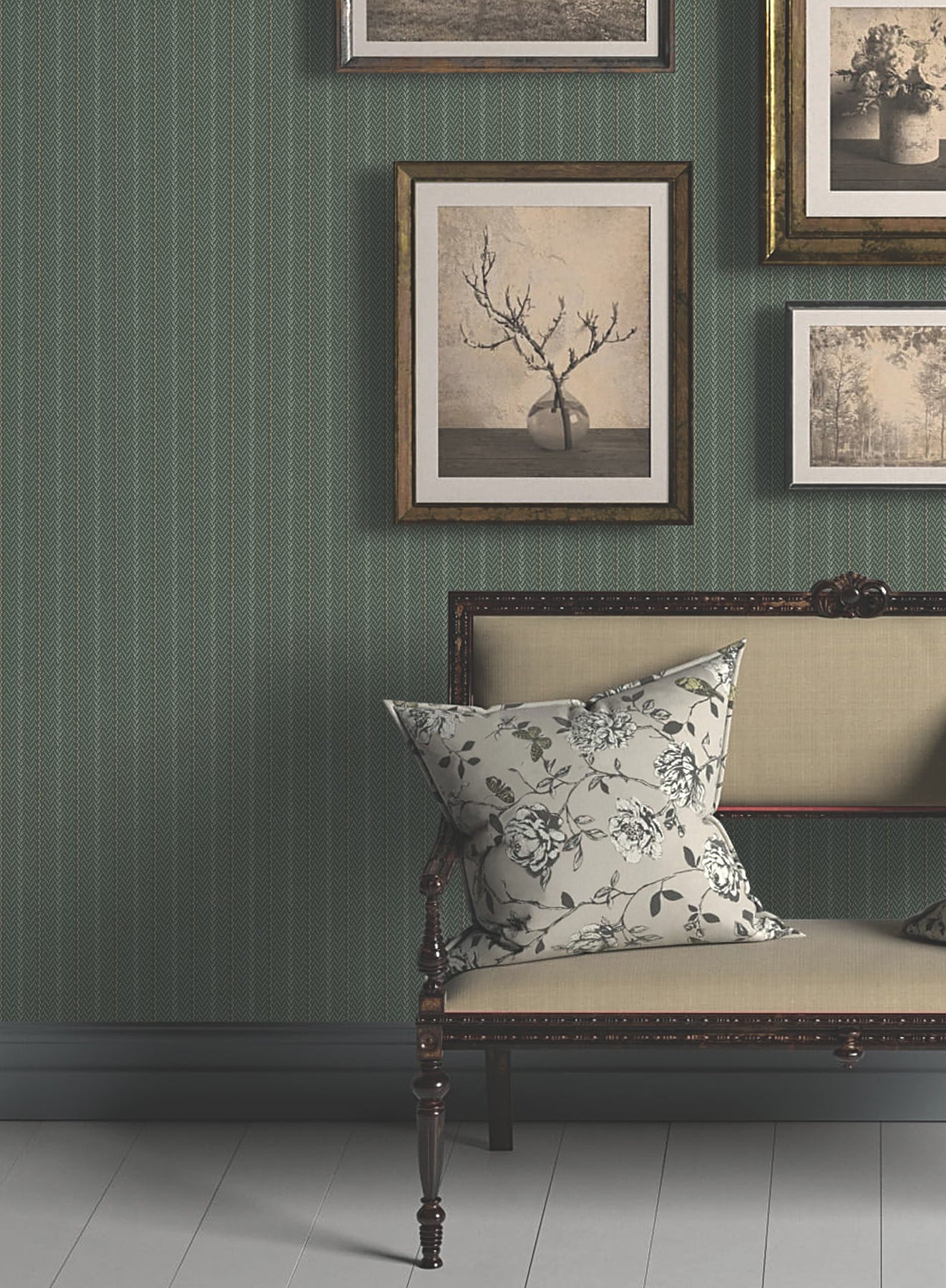Elkan Stripe Wallpaper in green color - pattern number 4211-83539 - by Ronald Redding in the Private Reserve collection