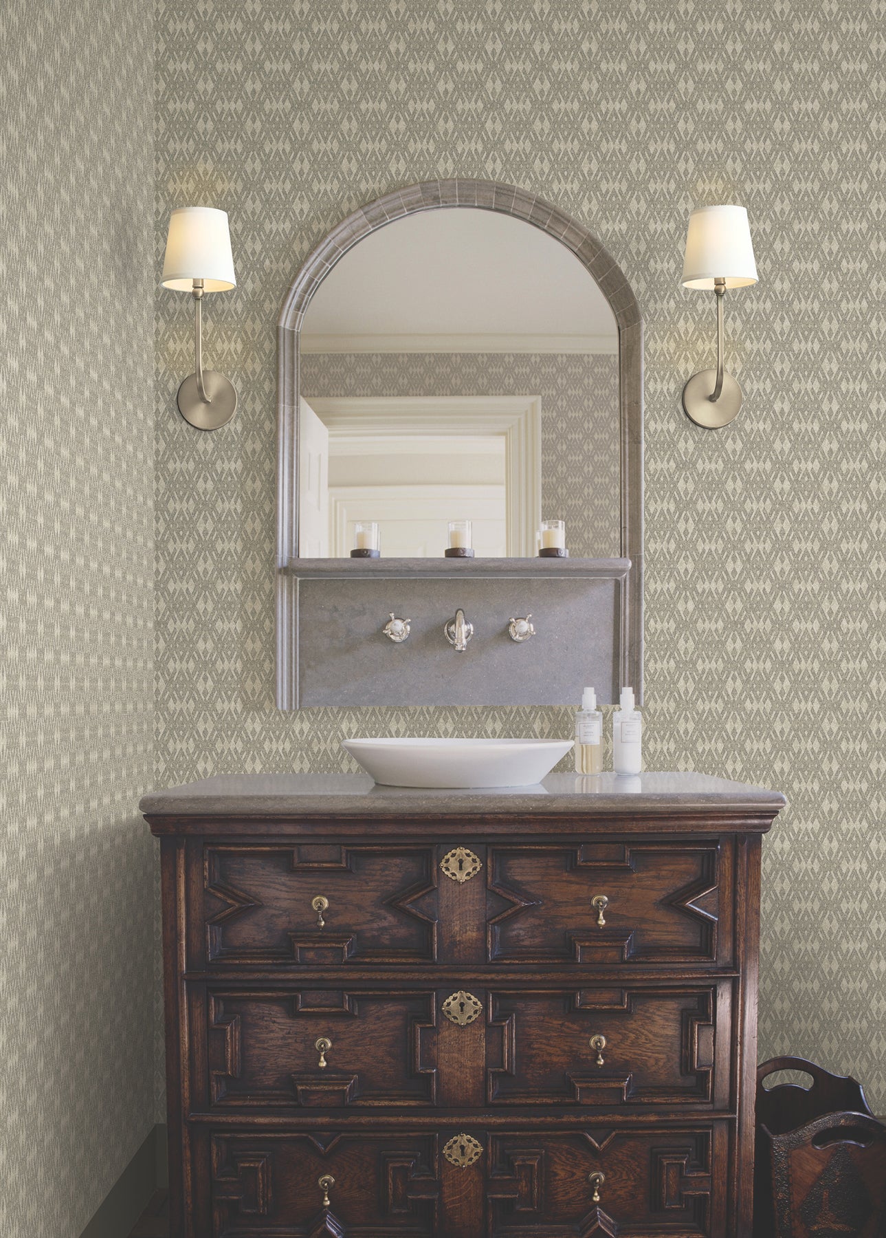 Radcliffe Wallpaper in taupe color - pattern number 4211-83547 - by Ronald Redding in the Private Reserve collection