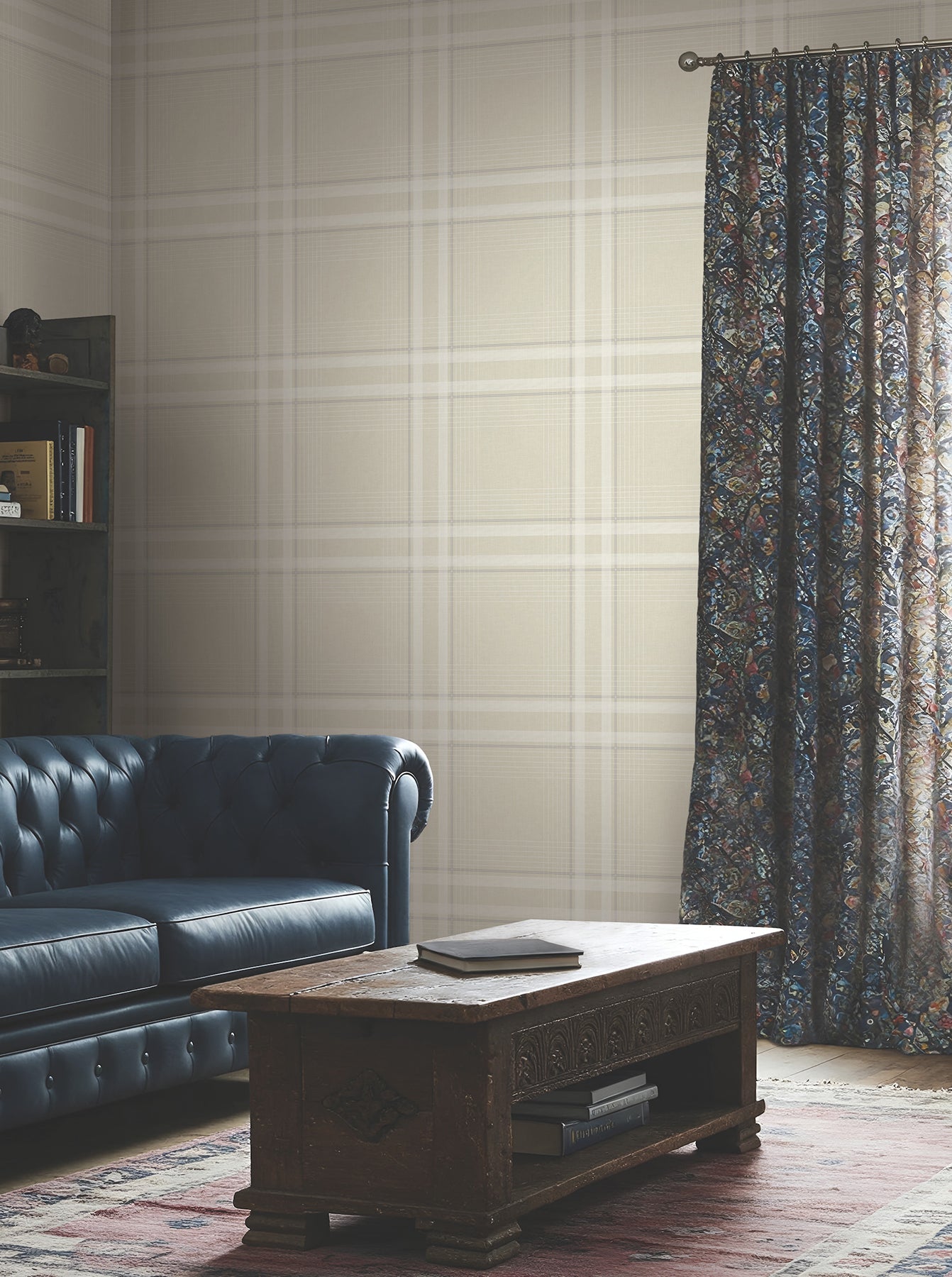 Country Club Plaid Wallpaper in beige color - pattern number 4211-83566 - by Ronald Redding in the Private Reserve collection