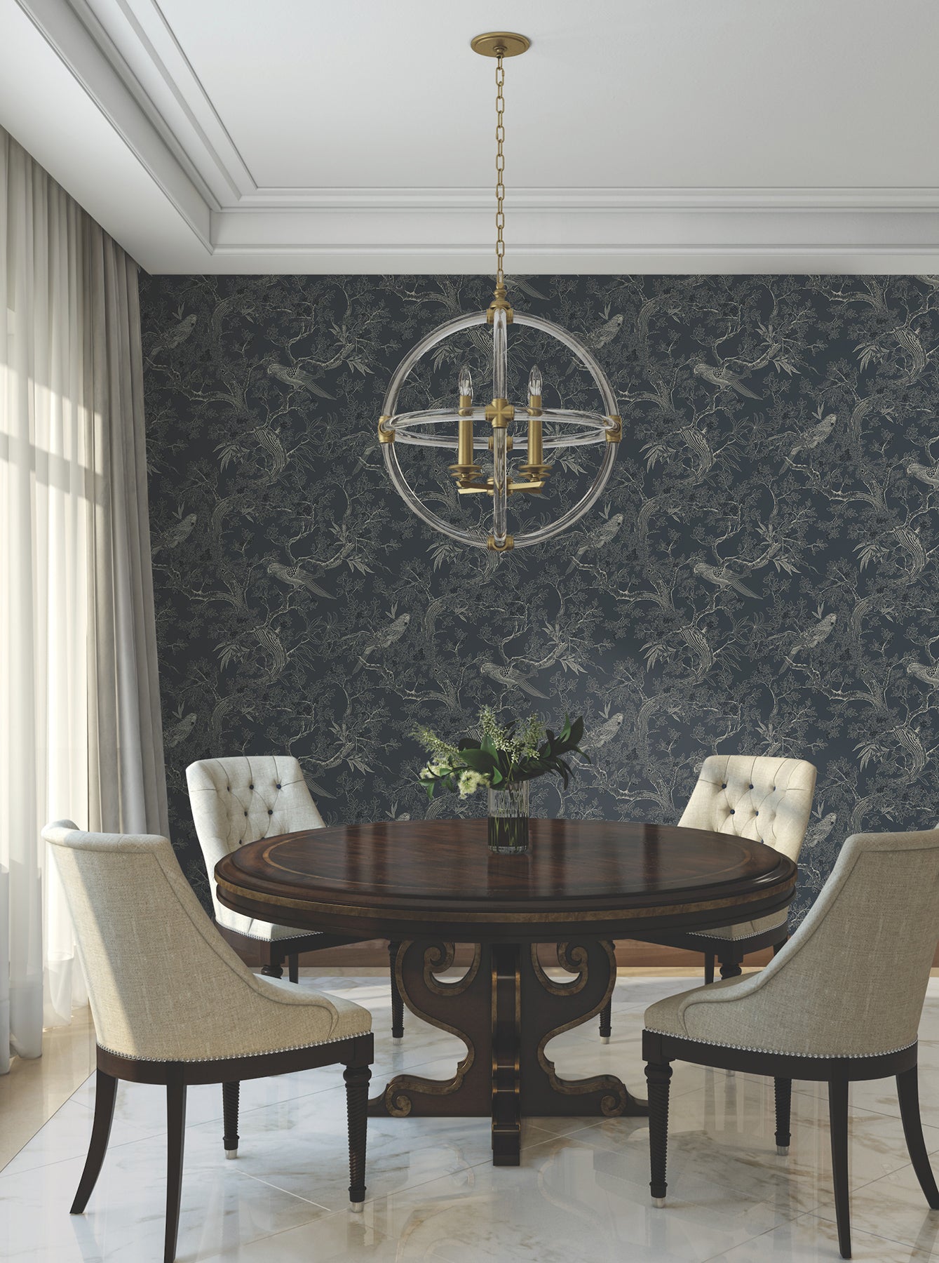 Regal Ridge Wallpaper in dark blue color - pattern number 4211-83569 - by Ronald Redding in the Private Reserve collection