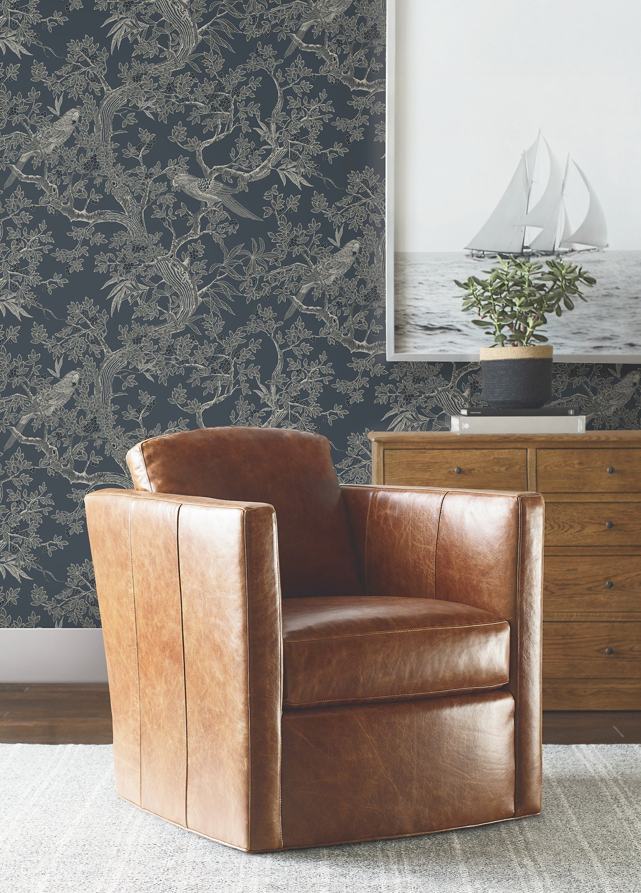 Regal Ridge Wallpaper in dark blue color - pattern number 4211-83569 - by Ronald Redding in the Private Reserve collection