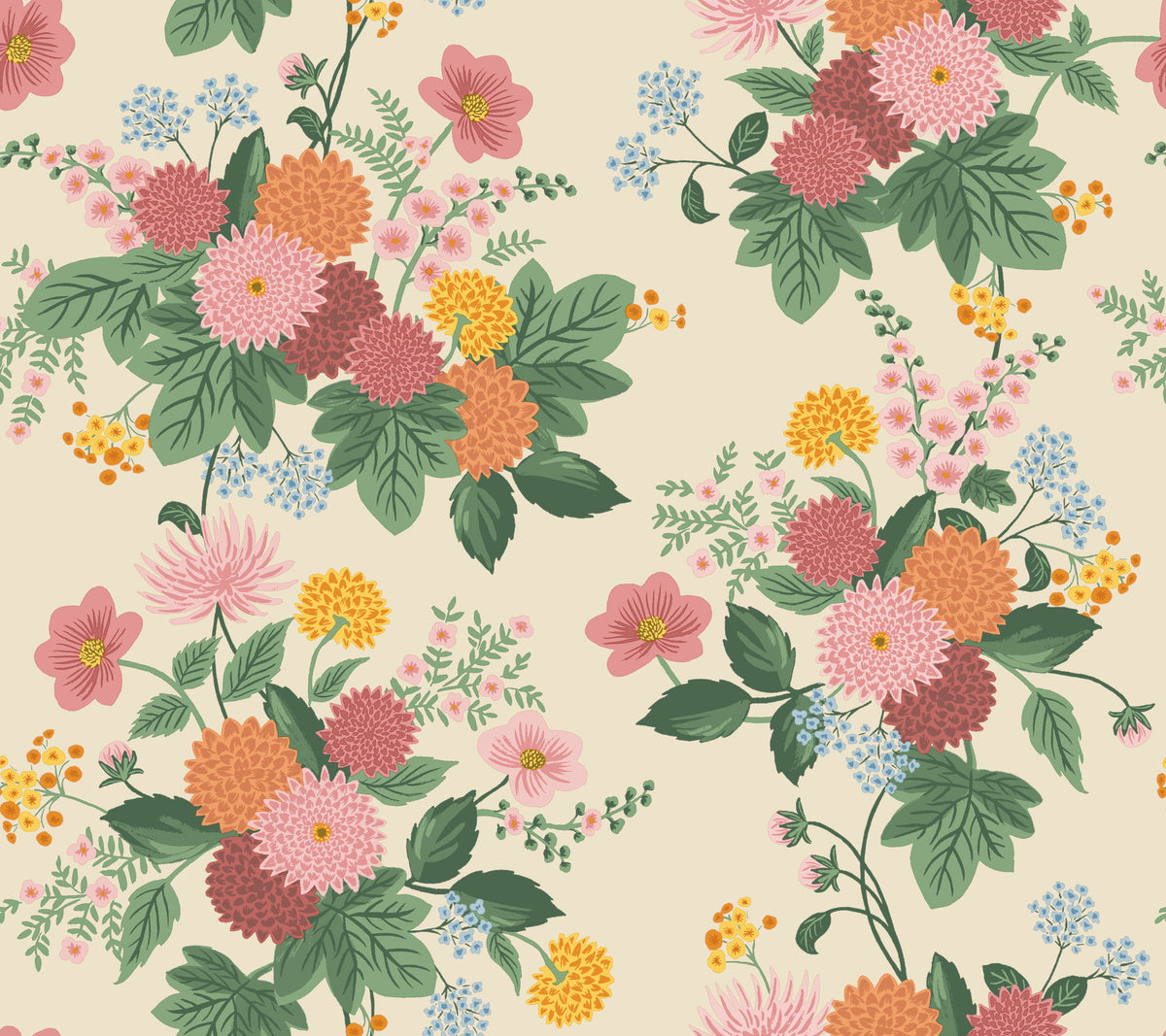 Dahlia Wallpaper in Linen & Blush color - pattern number 4212-84360 - by Rifle Paper Co in the Rifle Paper Co Fourth Edition collection