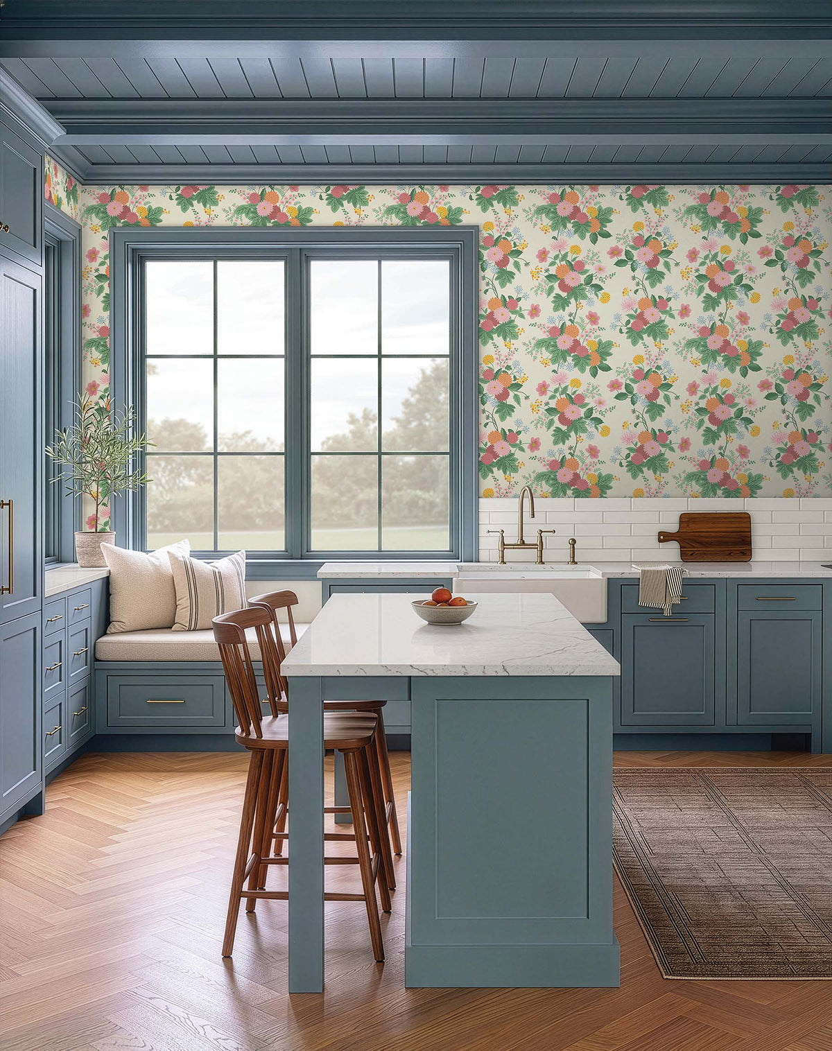 Dahlia Wallpaper in Linen & Blush color - pattern number 4212-84360 - by Rifle Paper Co in the Rifle Paper Co Fourth Edition collection
