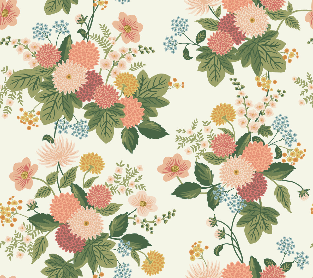 Dahlia Wallpaper in Cream color - pattern number 4212-84361 - by Rifle Paper Co in the Rifle Paper Co Fourth Edition collection