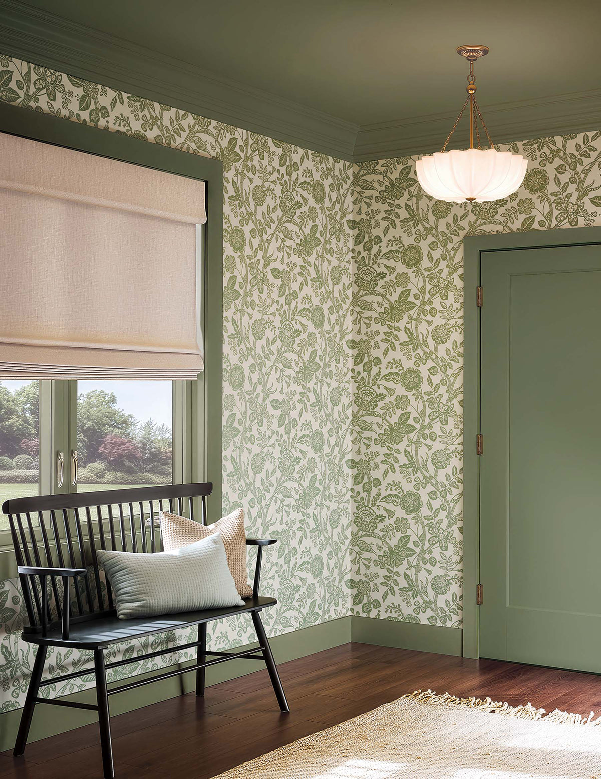 Gracie Garden Wallpaper in Sage & Cream color - pattern number 4212-84399 - by Rifle Paper Co in the Rifle Paper Co Fourth Edition collection