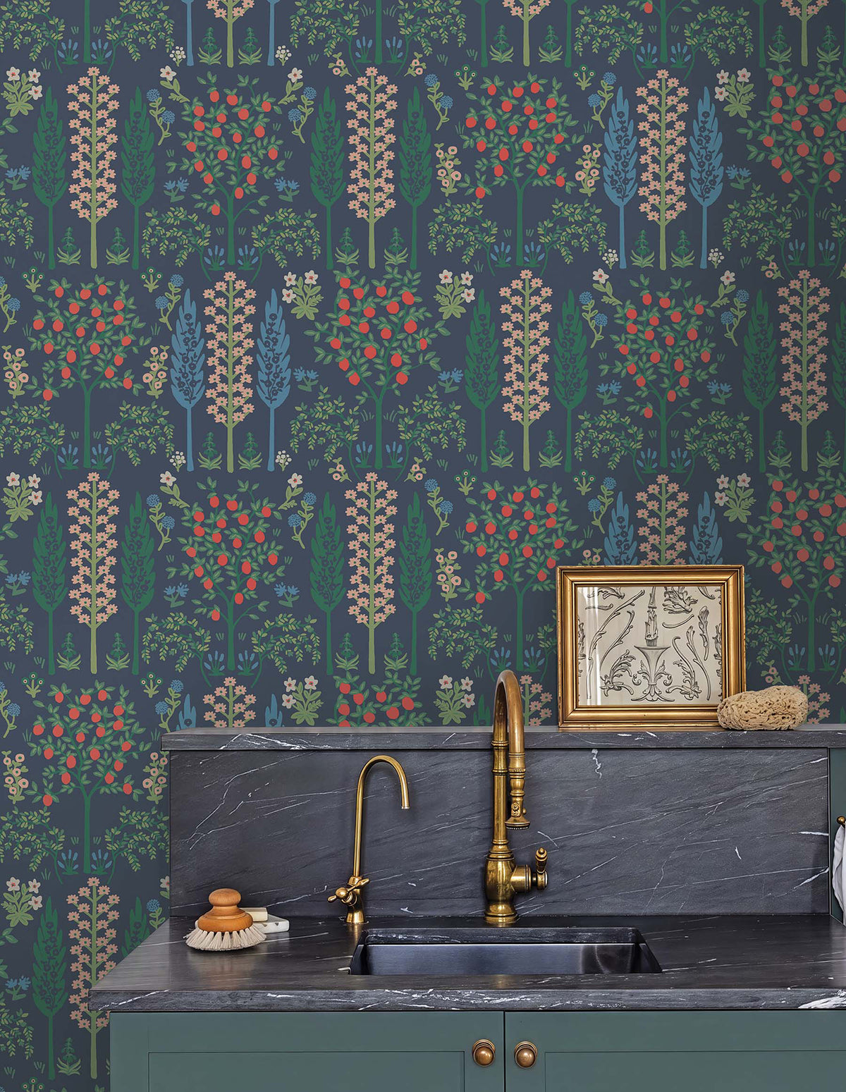 Fenna Wallpaper in Navy Multi color - pattern number 4212-84412 - by Rifle Paper Co in the Rifle Paper Co Fourth Edition collection