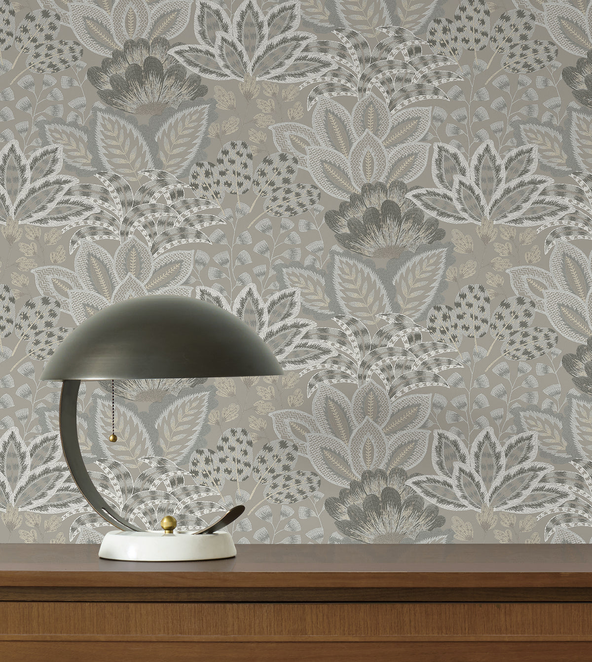 Catherine Botanical Wallpaper in Taupe color - pattern number 4228-84113 - by York in the Maestro collection
