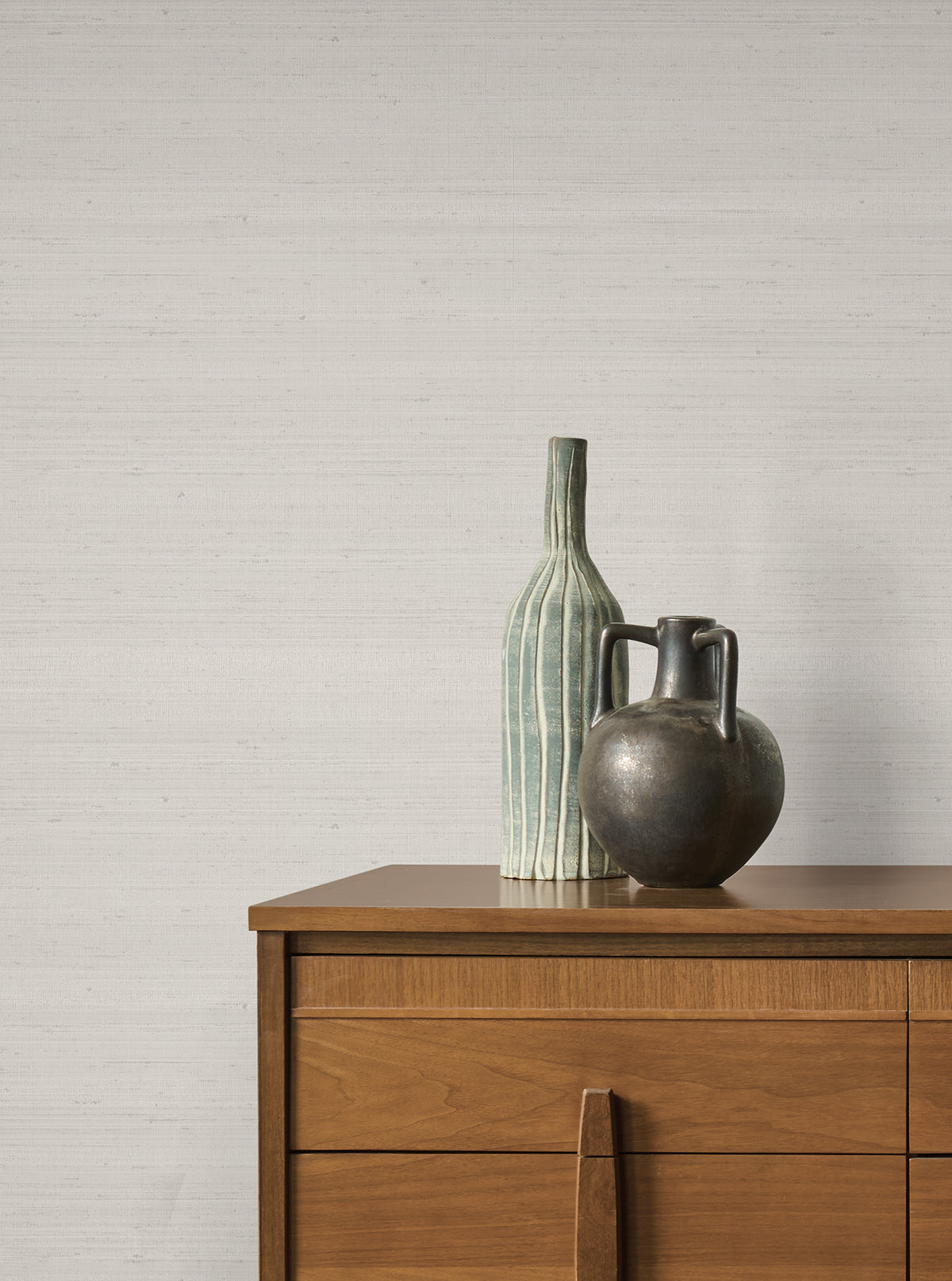 Fine Silk Faux Fabric Wallpaper in Light Grey color - pattern number 4228-84135 - by York in the Maestro collection