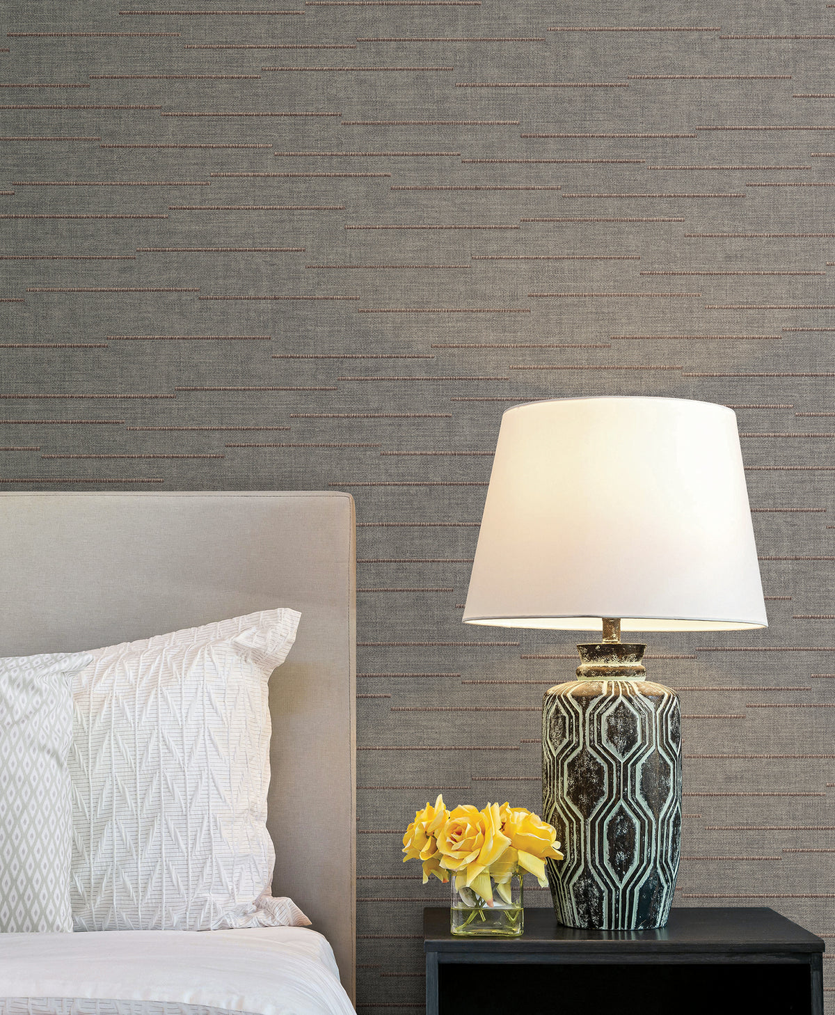 Latitude Striated Wallpaper in Dark Grey color - pattern number 4228-84140 - by York in the Maestro collection