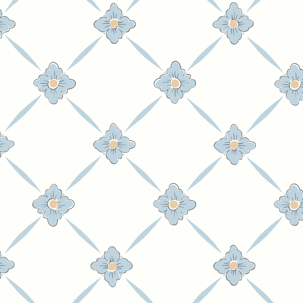 Linne wallpaper in blue and gold color - pattern number 4506 - by Schumacher in the Borastapeter collection