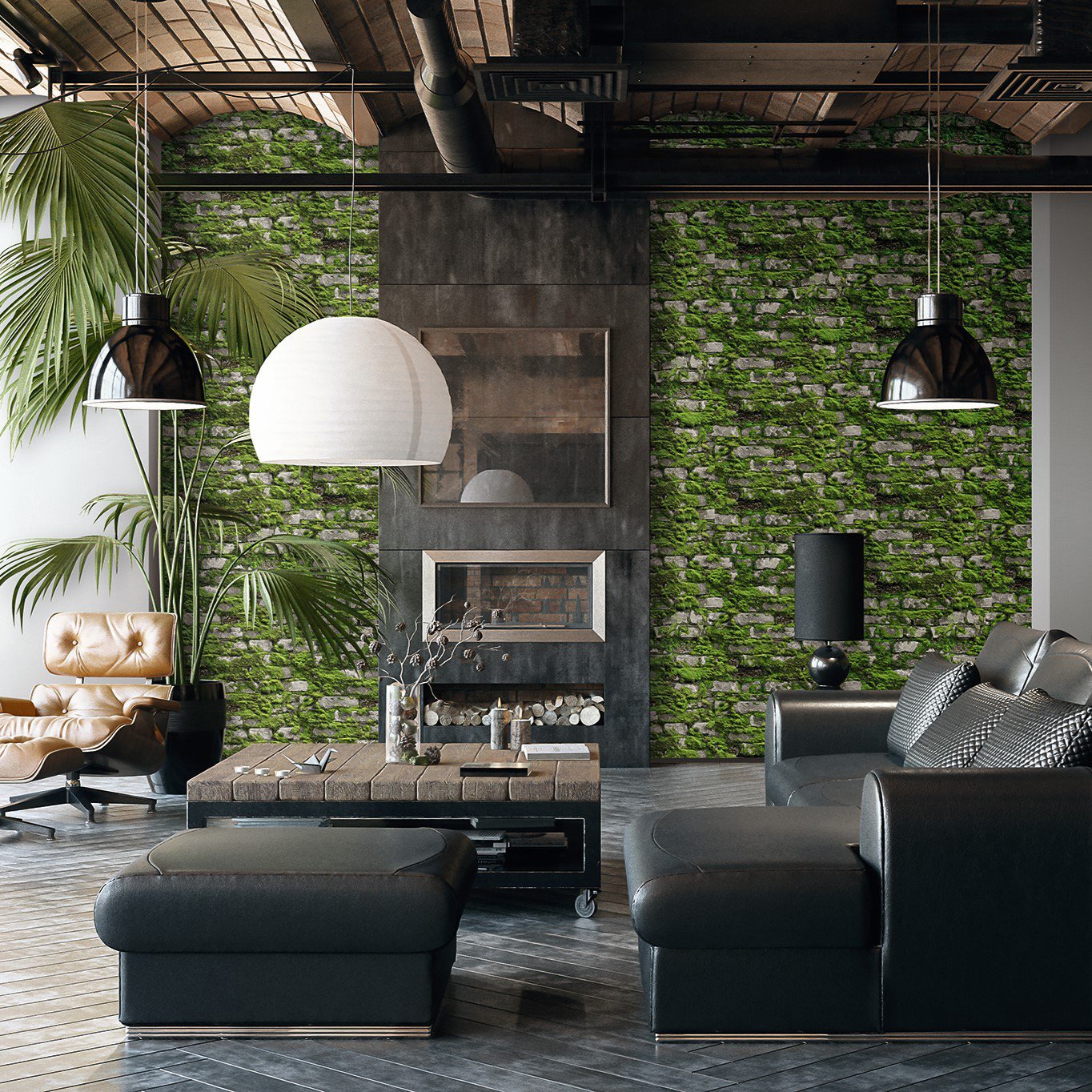 Stone optic wallpaper in green color - pattern number 45731 - by Galerie in the The Bricks And More collection