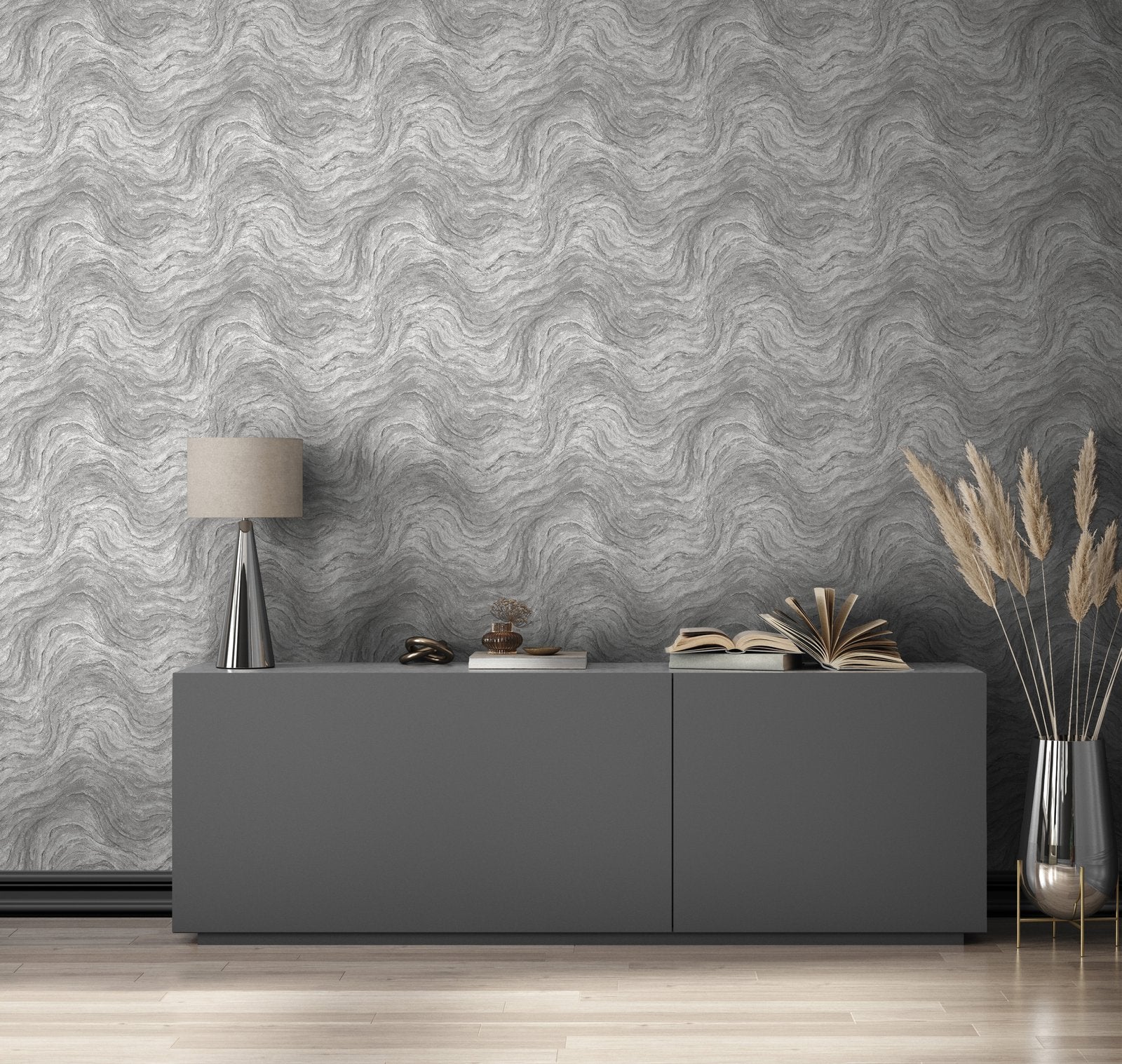 Marble optic wallpaper in silver grey color - pattern number 45758 - by Galerie in the The Bricks And More collection
