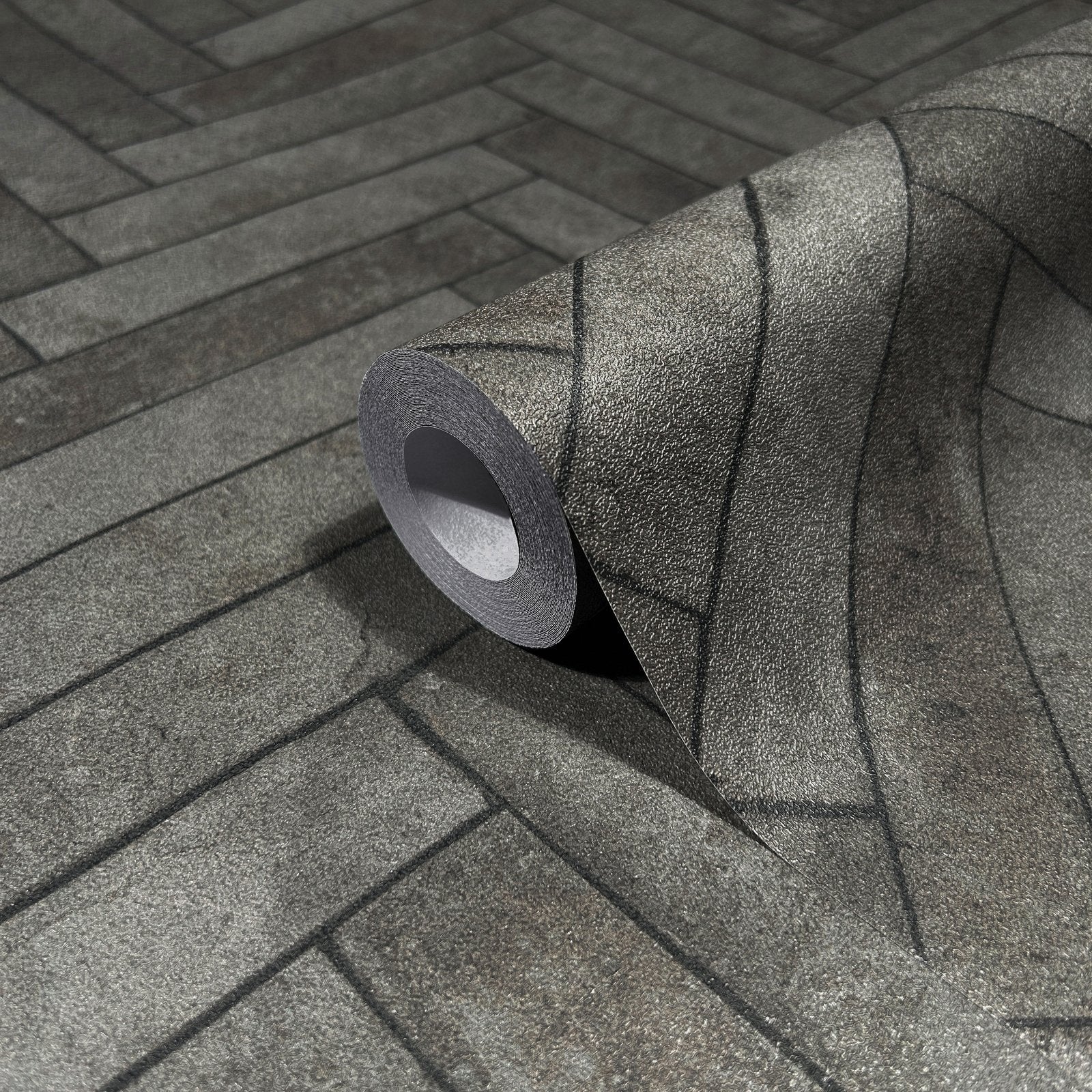 Brick Herringbone wallpaper in silver grey color - pattern number 45761 - by Galerie in the The Bricks And More collection