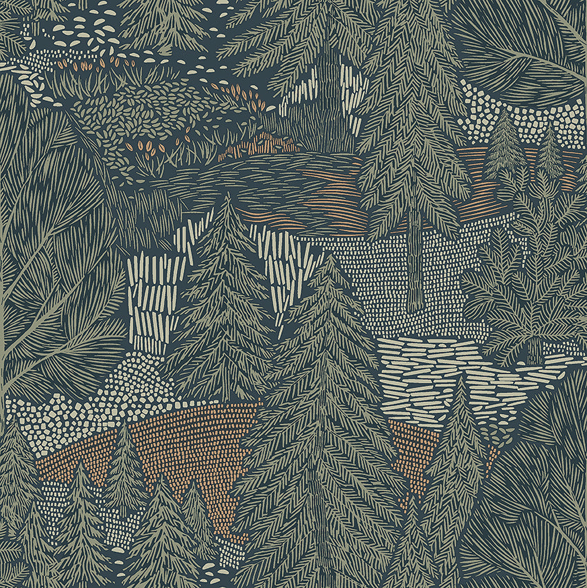 Northern Forest fabric in spruce color - pattern number 4701 - by Schumacher in the A Country Life collection