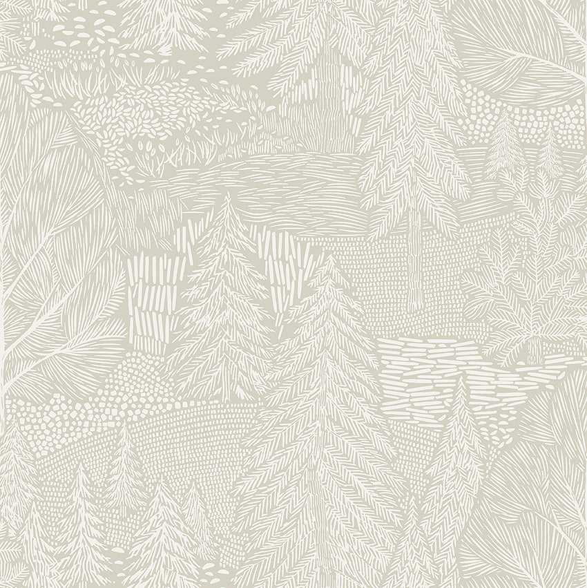 Northern Forest fabric in ivory color - pattern number 4703 - by Schumacher in the A Country Life collection
