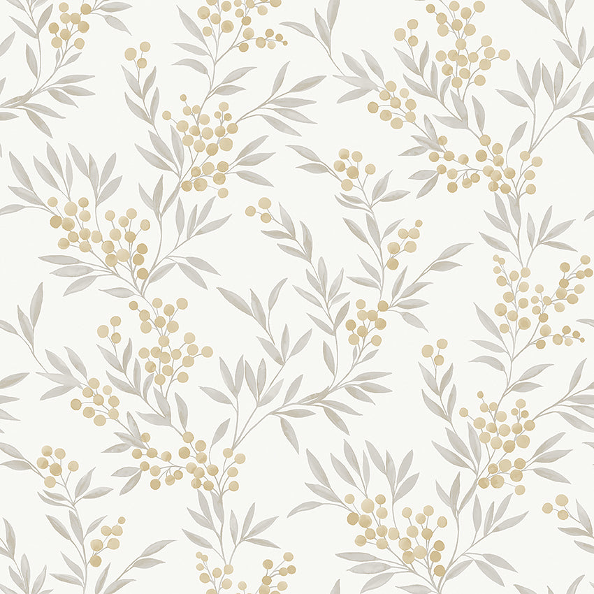 Forest Berries fabric in ochre and ivory color - pattern number 4713 - by Schumacher in the A Country Life collection