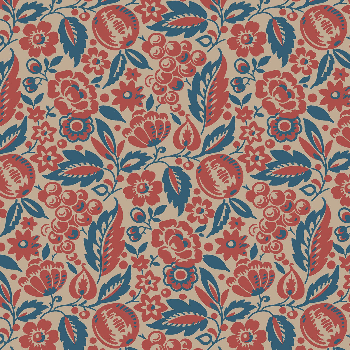 Elise wallpaper in red and blue color - pattern number 4816 - by Schumacher in the Borastapeter collection