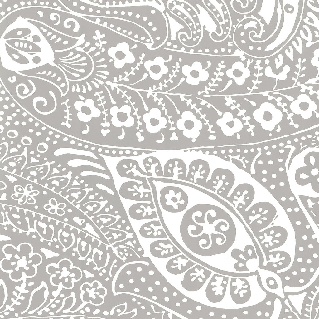 Paisley Print fabric in grey color - pattern number 5003190 - by Schumacher in the Avant Garde collection