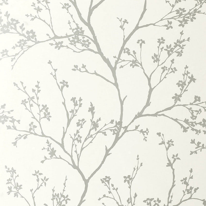 Twiggy fabric in silver color - pattern number 5003340 - by Schumacher in the Modern Nature collection