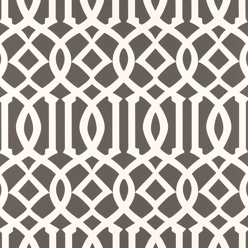 Imperial Trellis fabric in charcoal color - pattern number 5003361 - by Schumacher in the Print Happy Wallpapers collection