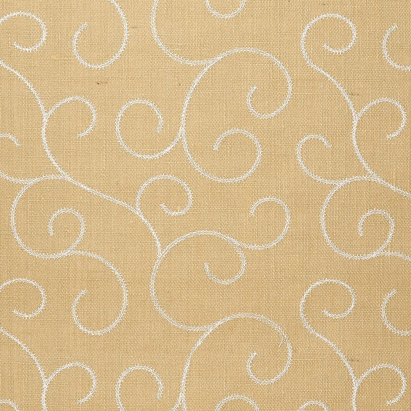 Adhafera Scroll wallpaper in straw color - pattern number 5003541 - by Schumacher in the Atelier collection