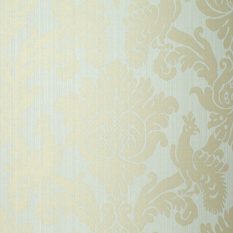 Valette Strie Damask wallpaper in robins egg color - pattern number 5003662 - by Schumacher in the Palazzo collection