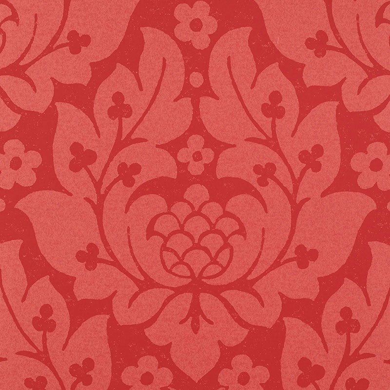 Fiore Damask wallpaper in berry color - pattern number 5003672 - by Schumacher in the Palazzo collection