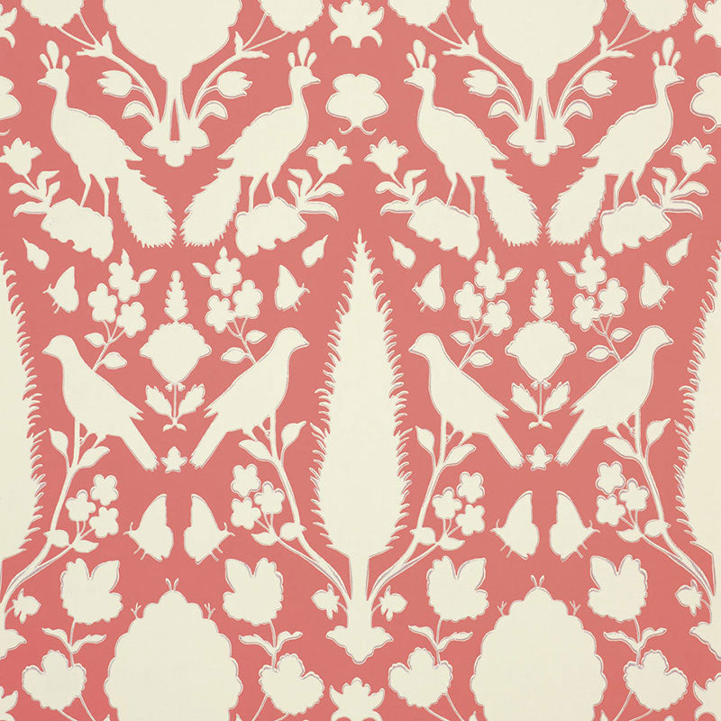 Chenonceau fabric in coral color - pattern number 5004125 - by Schumacher in the Print Happy Wallpapers collection