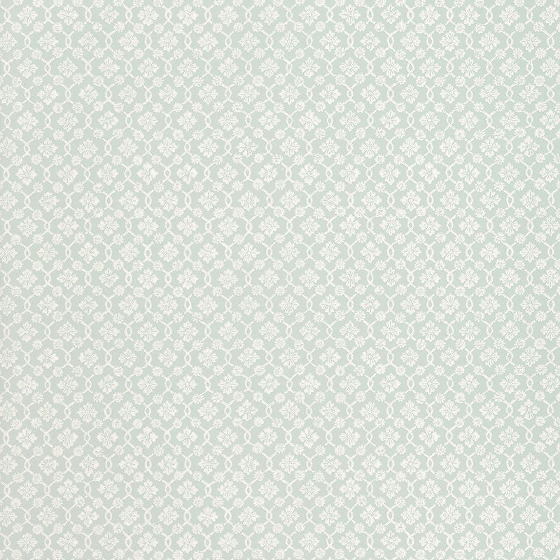 Harbury Trellis fabric in aqua color - pattern number 5004142 - by Schumacher in the Essential Wallcoverings Small Prints collection