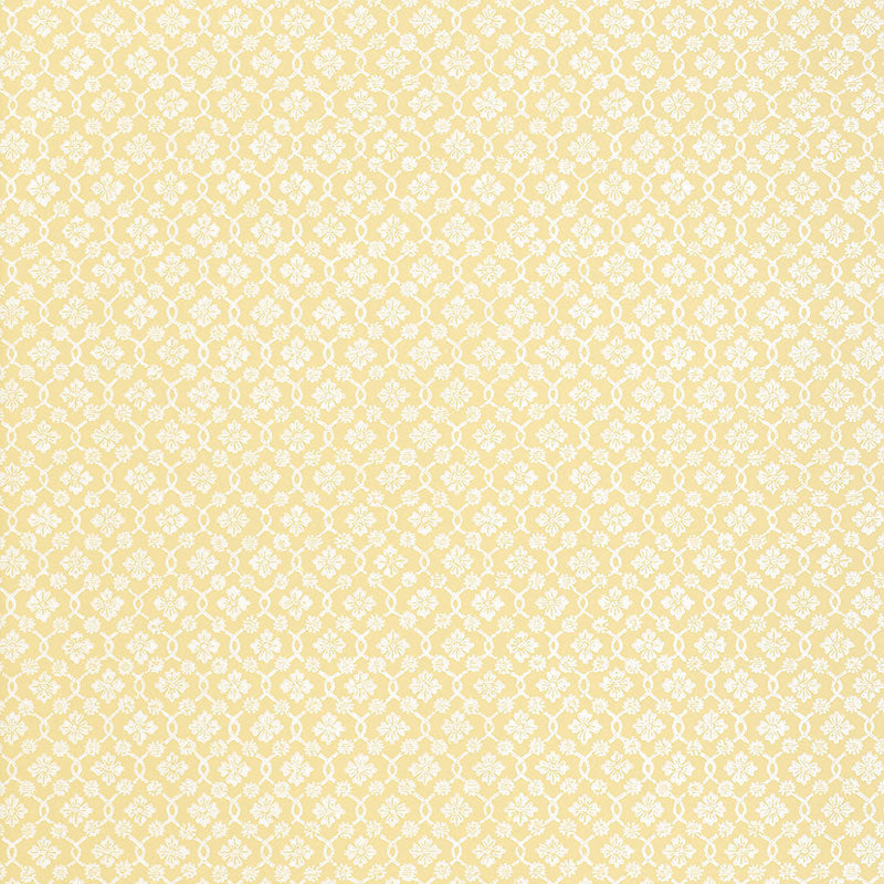 Harbury Trellis fabric in buttercup color - pattern number 5004144 - by Schumacher in the Essential Wallcoverings Small Prints collection