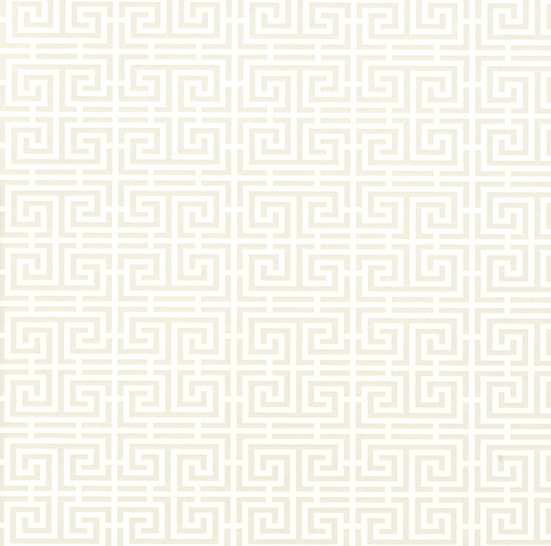 Chinois Fret fabric in alabaster color - pattern number 5004160 - by Schumacher in the Essential Wallcoverings Small Prints collection