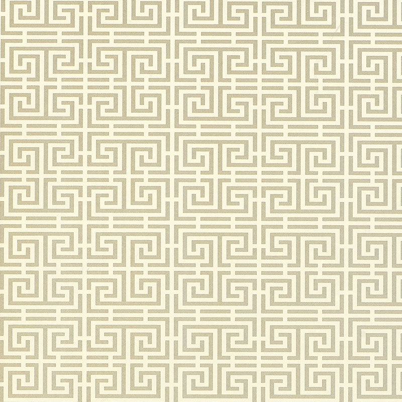 Chinois Fret fabric in pewter color - pattern number 5004162 - by Schumacher in the Essential Wallcoverings Small Prints collection