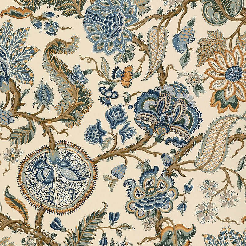 Chalfont wallpaper in porcelain color - pattern number 5004203 - by Schumacher in the The Libray Collection collection