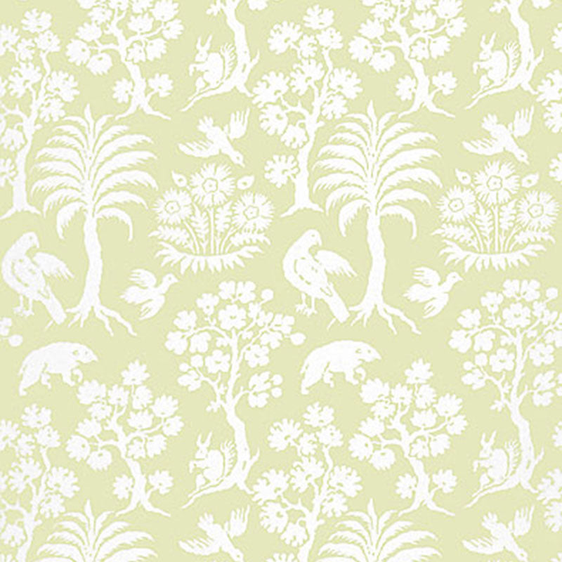 Palm Damask wallpaper in willow color - pattern number 5004352 - by Schumacher in the Greenhouse Schumacher collection