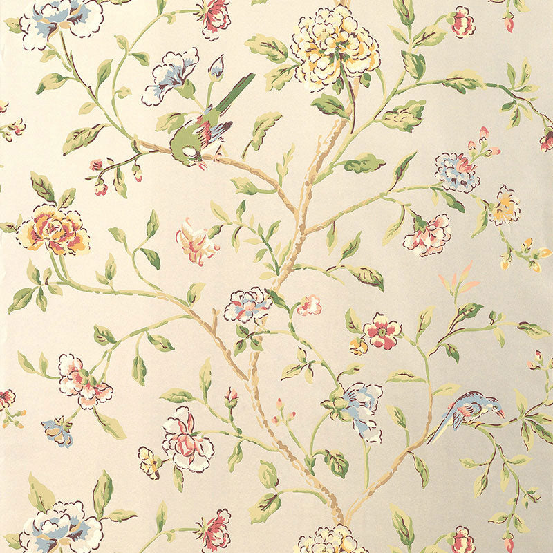Annabelle Vine wallpaper in pewter color - pattern number 5004404 - by Schumacher in the Greenhouse Schumacher collection